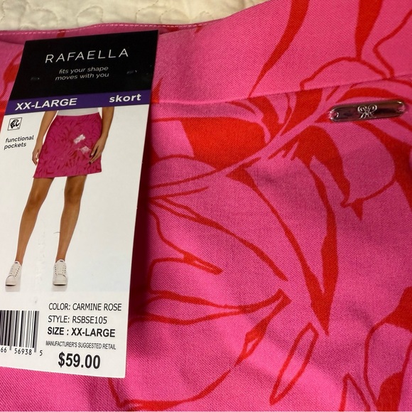 Rafaella Pink & Red Tropical Leaf Skort – Size XXL – NWT - Picture 5 of 8